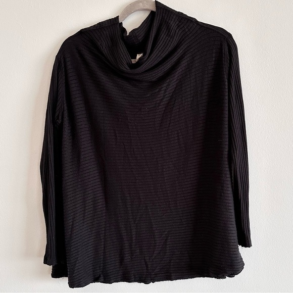 Free People sweater lover mock neck ribbed black thermal split back size medium - Picture 3 of 8